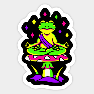 Frog zen and mushroom Sticker